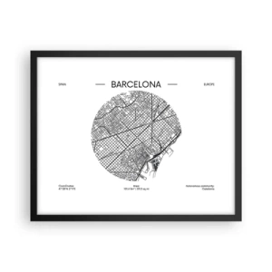 Plakat w czarnej ramie - Anatomia Barcelony - 50x40 cm
