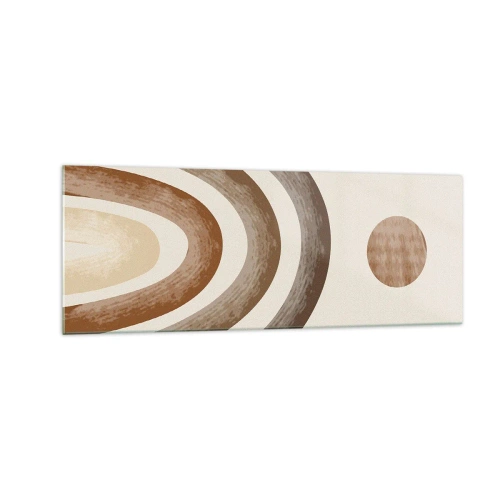 Obraz na szkle - Geometryczny motyw planetarny w odcieniach brązu - 140x50cm - W odległej galaktyce - Nowoczesna dekoracja ścienna do salonu i sypialni ARTTOR