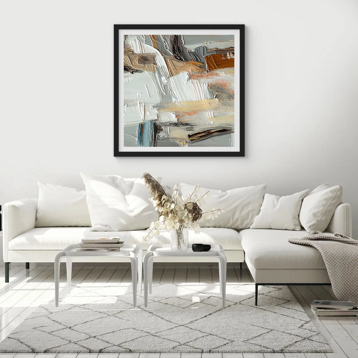 Plakat w czarnej ramie - Barwne nawarstwienia - 60x60 cm