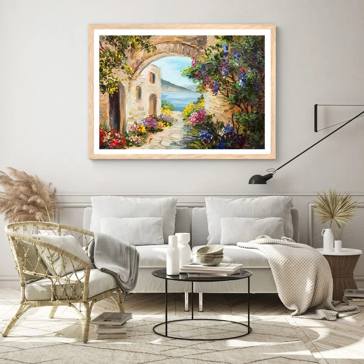 Plakat w ramie jasny dąb - Urok nadmorskiej prowincji - 100x70 cm