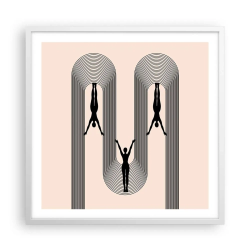 Plakat w białej ramie - Do góry nogami - 60x60 cm