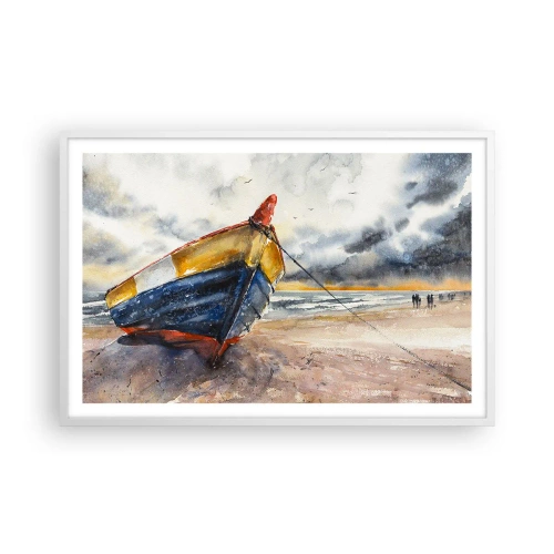Plakat w białej ramie - Odpoczynek na brzegu - 91x61 cm