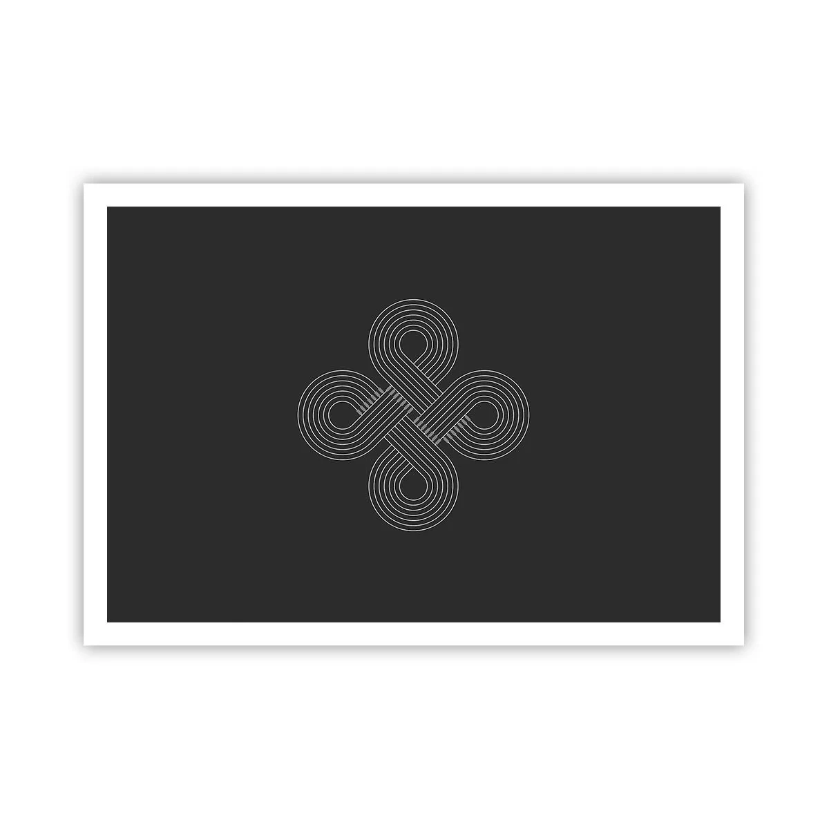 Plakat - Celtycki wzór w minimalistycznym stylu na czarnym tle - 100x70cm - W duchu celtyckim - Nowoczesna dekoracja ścienna do salonu i sypialni ARTTOR