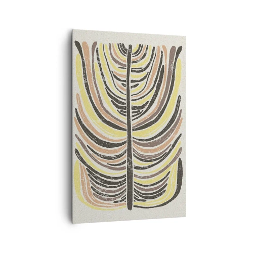 Obraz na płótnie - Abstrakcyjny motyw liścia w odcieniach ziemi - 80x120cm - Abstrakcja pełna życia - Nowoczesna dekoracja ścienna do salonu i sypialni ARTTOR