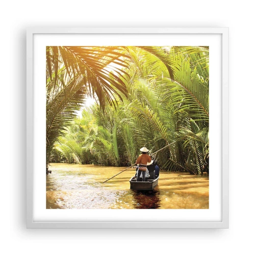 Plakat w białej ramie - Palmowym wąwozem - 50x50 cm