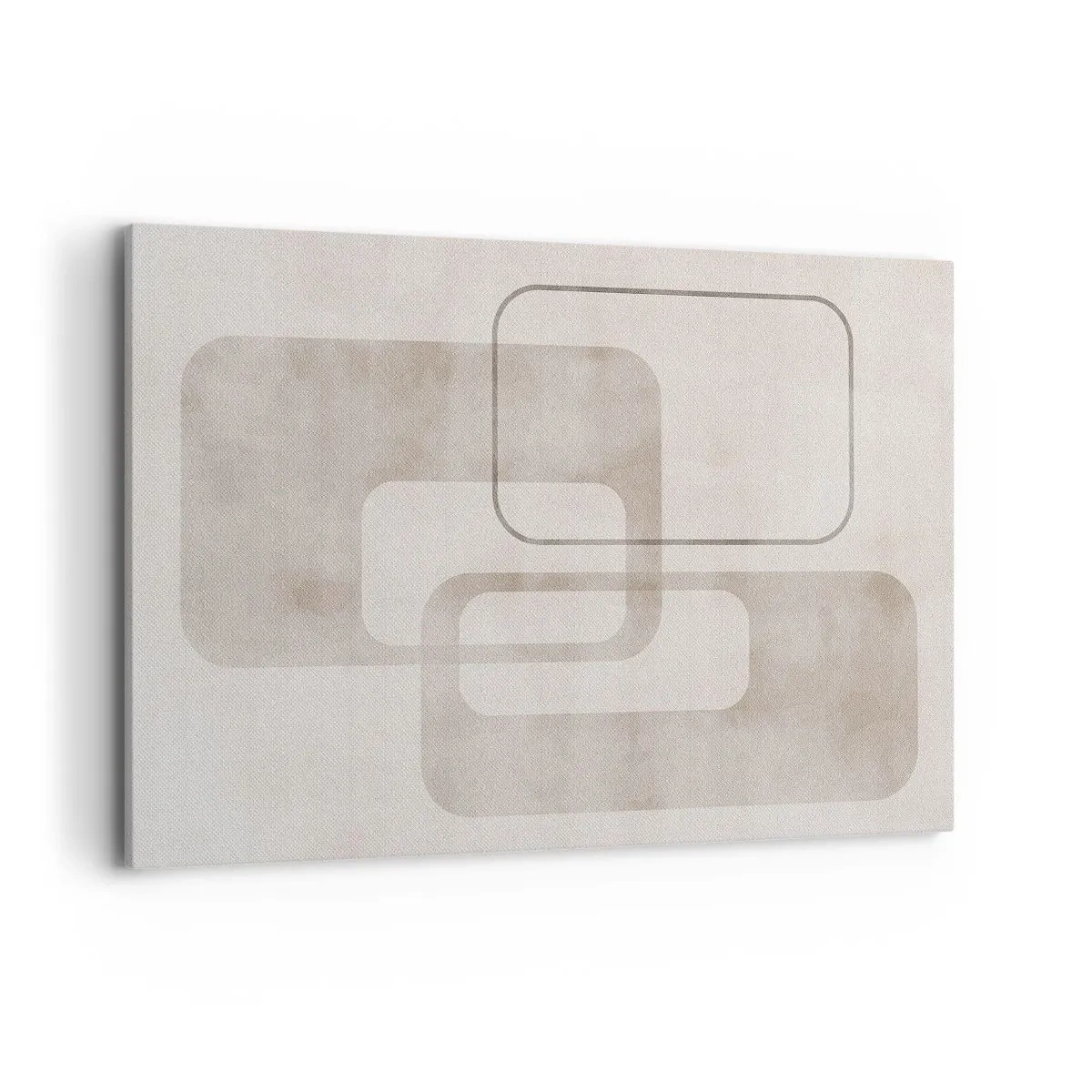 Obraz na płótnie - Minimalistyczna kompozycja z prostokątami w beżowych odcieniach na subtelnym tle - 120x80cm - Geometryczna fuga - Nowoczesna dekoracja ścienna do salonu, kuchni i sypialni ARTTOR