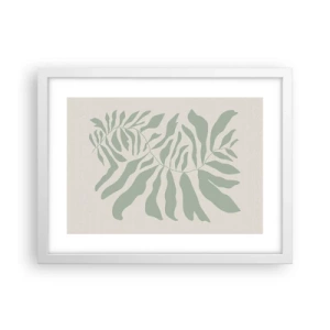 Plakat w białej ramie - Szmaragdowa gałązka - 40x30 cm