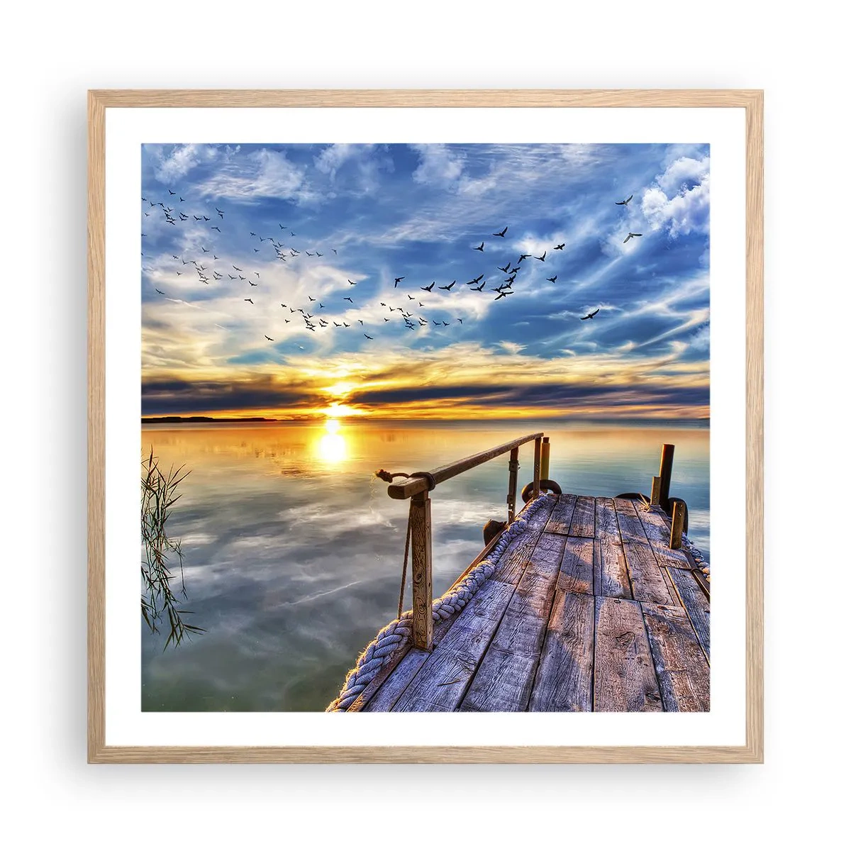 Plakat w ramie jasny dąb - Wiatr idzie na spoczynek - 60x60 cm