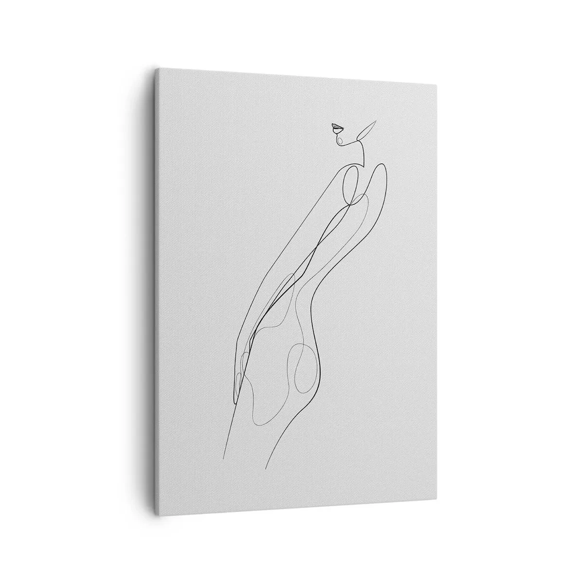 Obraz na płótnie - Minimalistyczna linia kobiecej sylwetki na białym tle - 50x70cm - Zaledwie obietnica - Nowoczesna dekoracja ścienna do salonu, kuchni i sypialni ARTTOR
