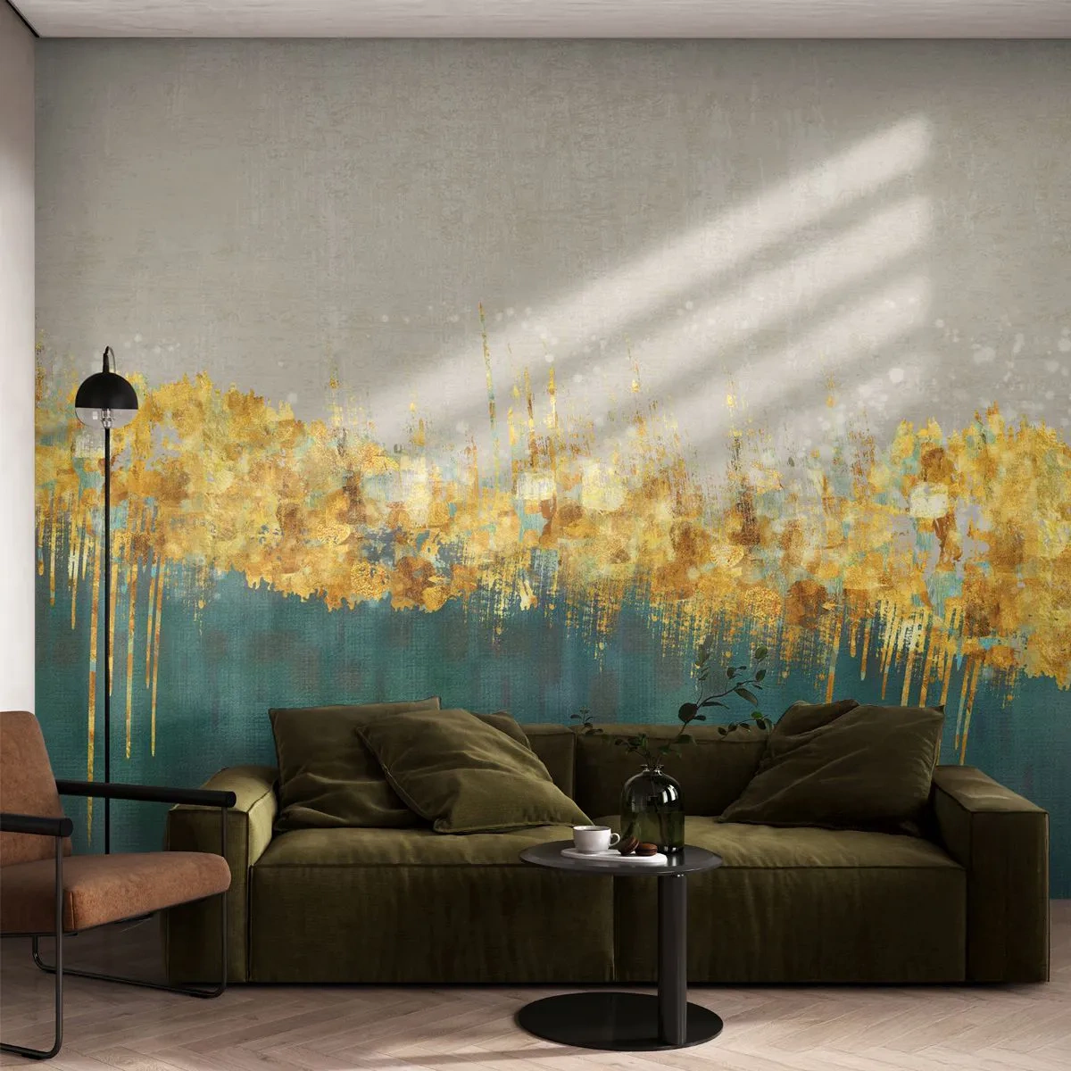 Fototapeta Premium Sand - Złota granica - Art Deco, Sztuka, Pastelowe - 100x70 cm