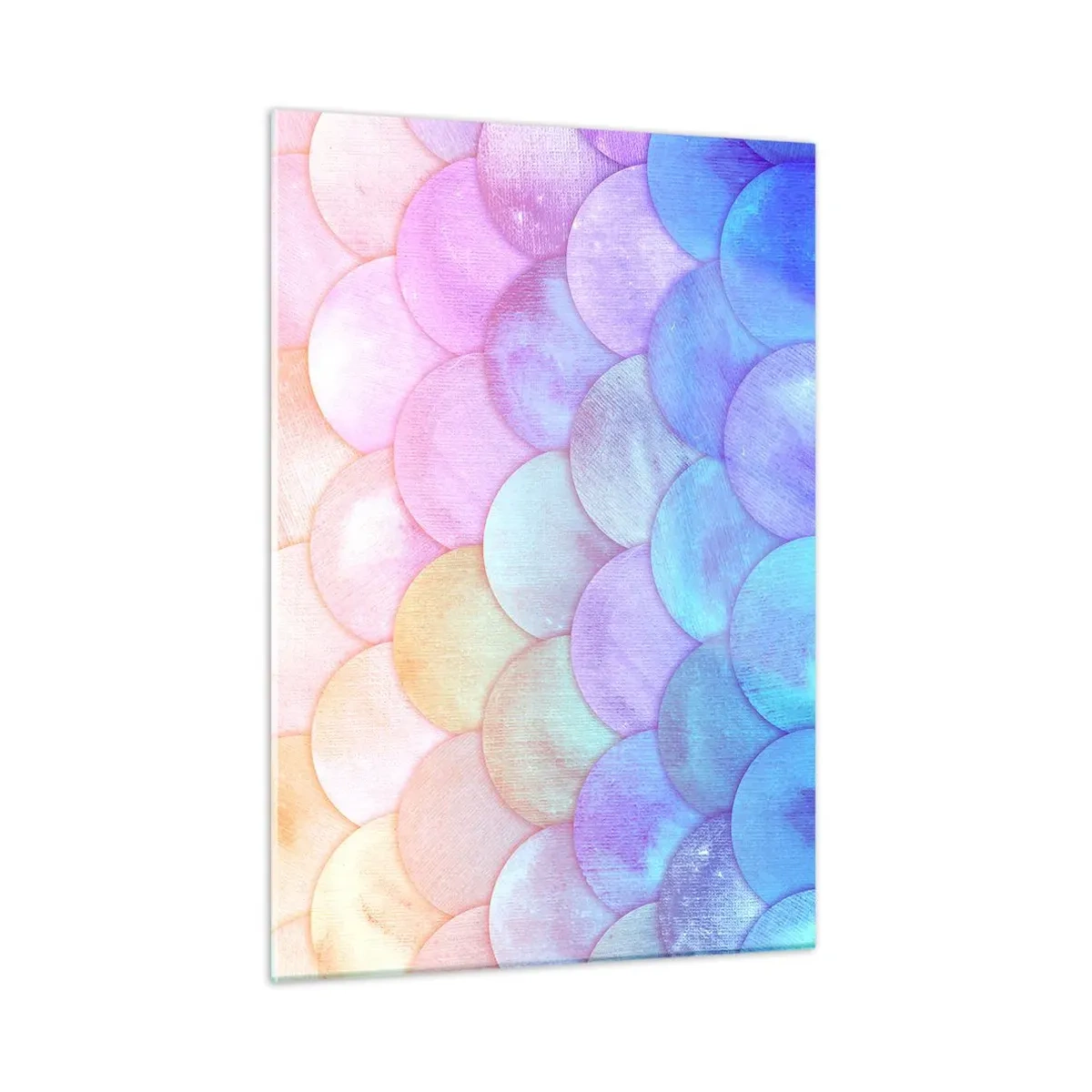 Obraz na szkle - Perłowe łuski w pastelowych odcieniach różu, błękitu i fioletu - 50x70cm - Perłowa łuska - Nowoczesna dekoracja ścienna do salonu, kuchni i sypialni ARTTOR