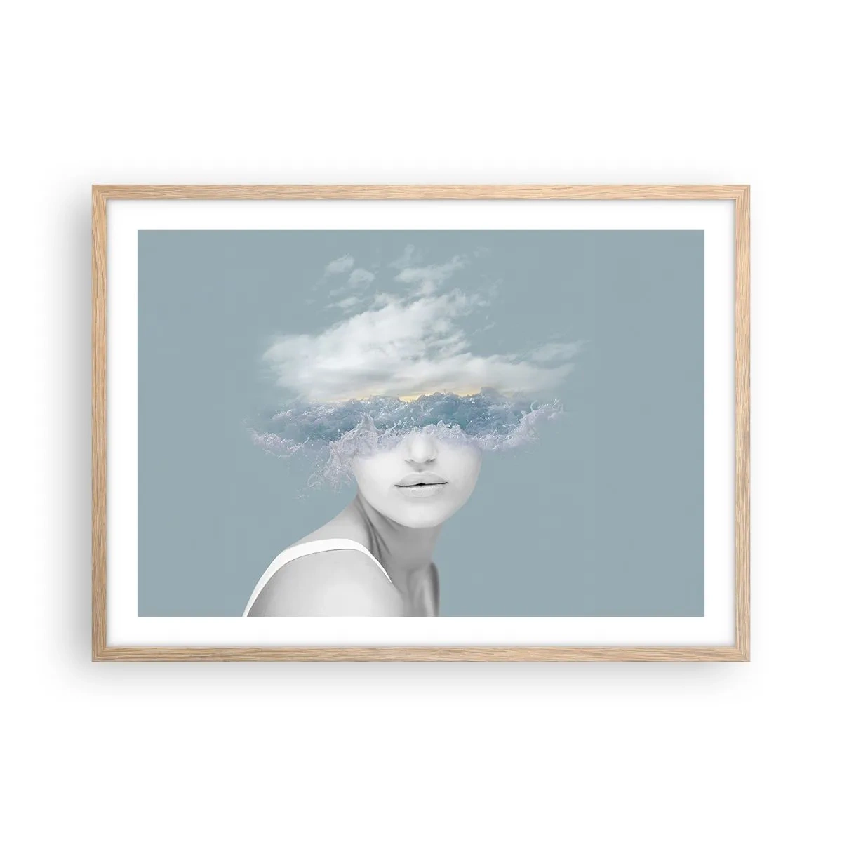 Plakat w ramie jasny dąb - Z głową w chmurach - 70x50 cm