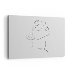 Obraz na płótnie - Minimalistyczny szkic kobiecej twarzy w profilu - 120x80cm - Meandry marzenia - Nowoczesna dekoracja ścienna do salonu, kuchni i sypialni ARTTOR