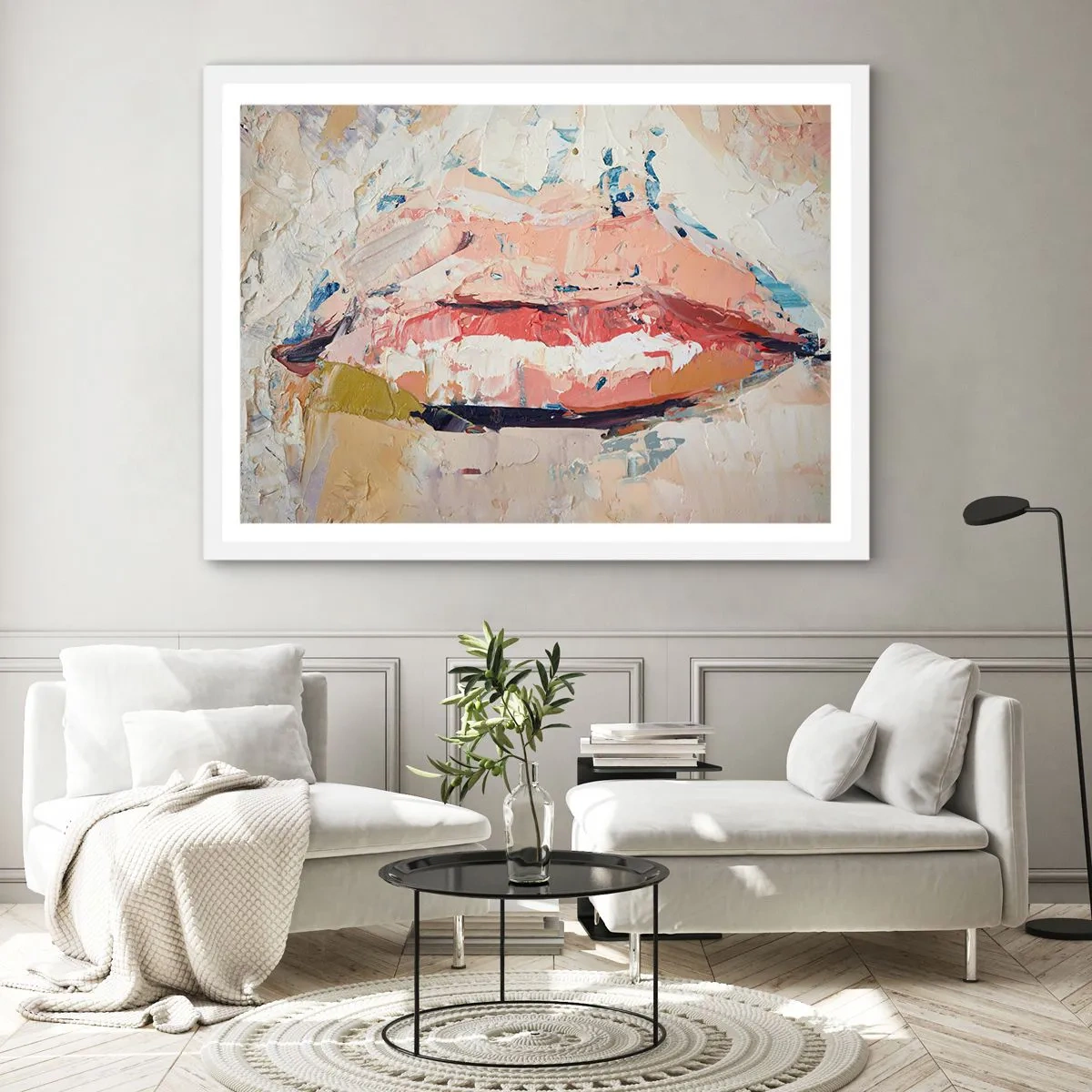 Plakat w białej ramie - Budzi zmysły - 70x50 cm