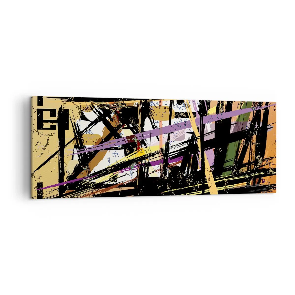 Obraz na płótnie - Abstrakcyjne linie i kształty na tle w odcieniach beżu - 140x50cm - Ostre cięcie - Nowoczesna dekoracja ścienna do salonu i sypialni ARTTOR