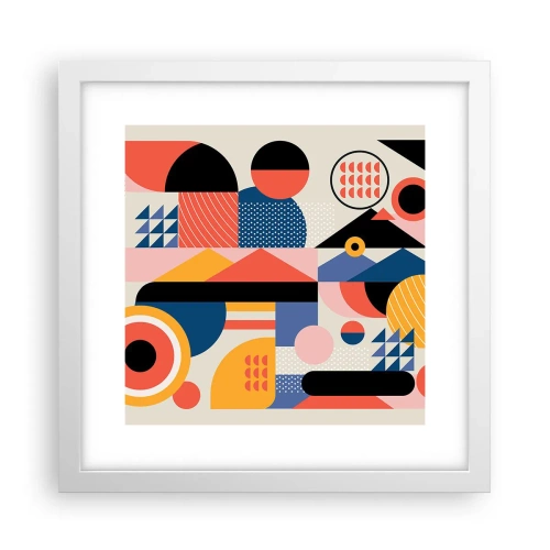 Plakat w białej ramie - Kompozycja: pobaw się - 30x30 cm