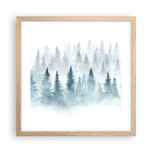 Plakat w ramie jasny dąb - Otulone mgłą - 40x40 cm