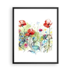 Plakat w czarnej ramie - Kwitnąca majem łąka - 40x50 cm