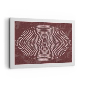 Obraz na płótnie - Symetryczne fale w białych liniach na brązowym tle - 100x70cm - Przestrzeń mówi - Nowoczesna dekoracja ścienna do salonu, kuchni i sypialni ARTTOR