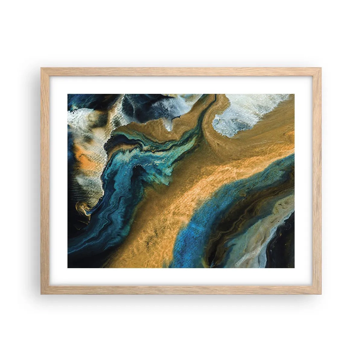 Plakat w ramie jasny dąb - Niebieski – zółty – wzajemne wpływy - 50x40 cm