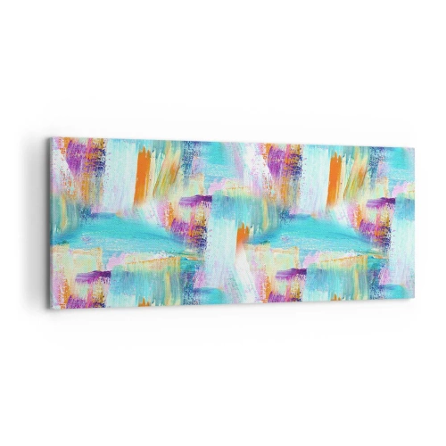 Obraz na płótnie - Kolorowa abstrakcja z dynamicznymi pociągnięciami pędzla - 120x50cm - Pogodny mazaniec-przekładaniec - Nowoczesna dekoracja ścienna do salonu i sypialni ARTTOR