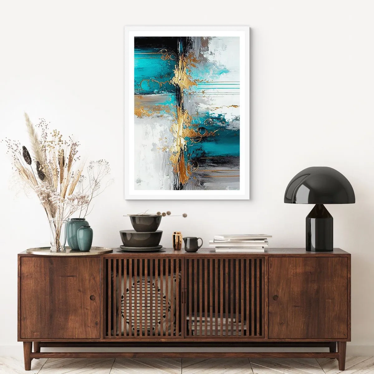 Plakat w białej ramie - Wszystko płynie - 70x100 cm