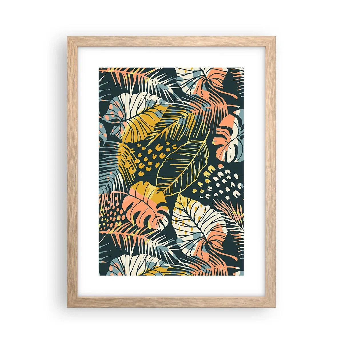 Plakat w ramie jasny dąb - Liściasta fantazja - 30x40 cm