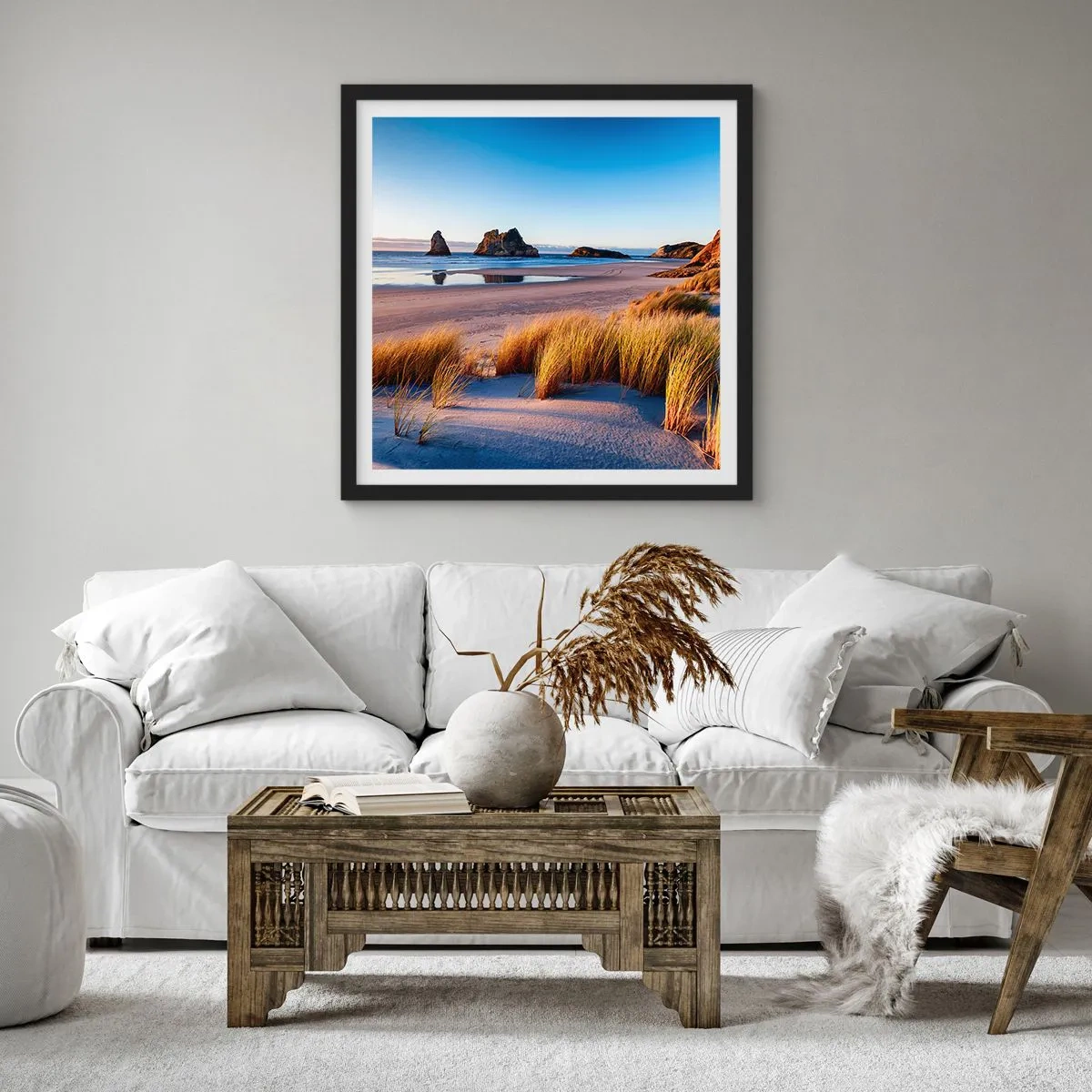 Plakat w czarnej ramie - Dla poszukiwaczy spokoju - 50x50 cm