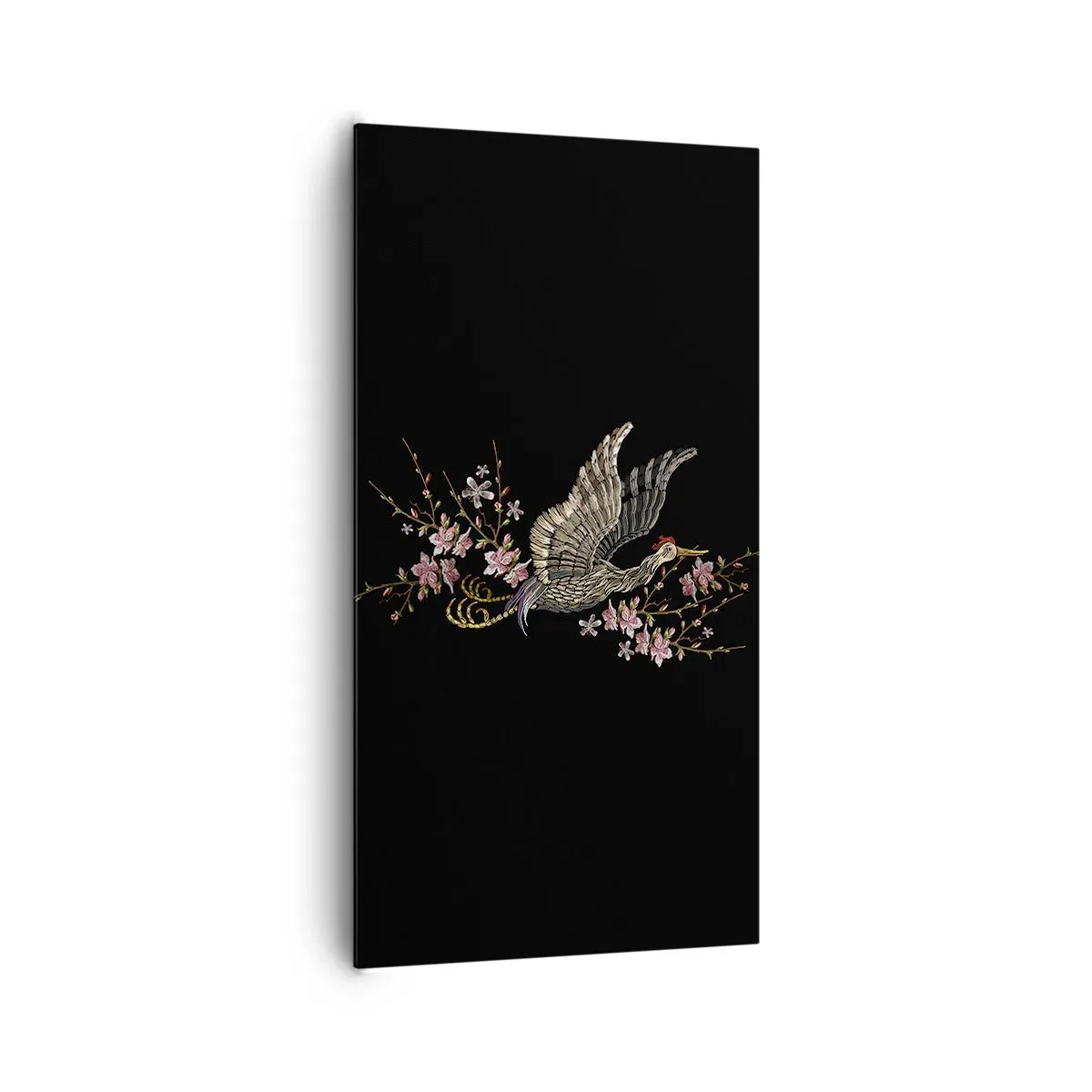 Obraz na płótnie - Egzotyczny, haftowany ptak - 65x120 cm