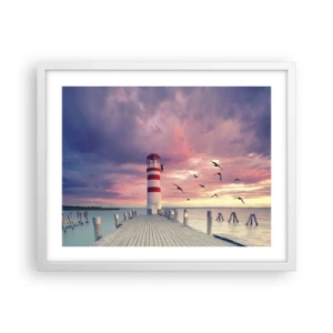 Plakat w białej ramie - Pora do portu - 50x40 cm