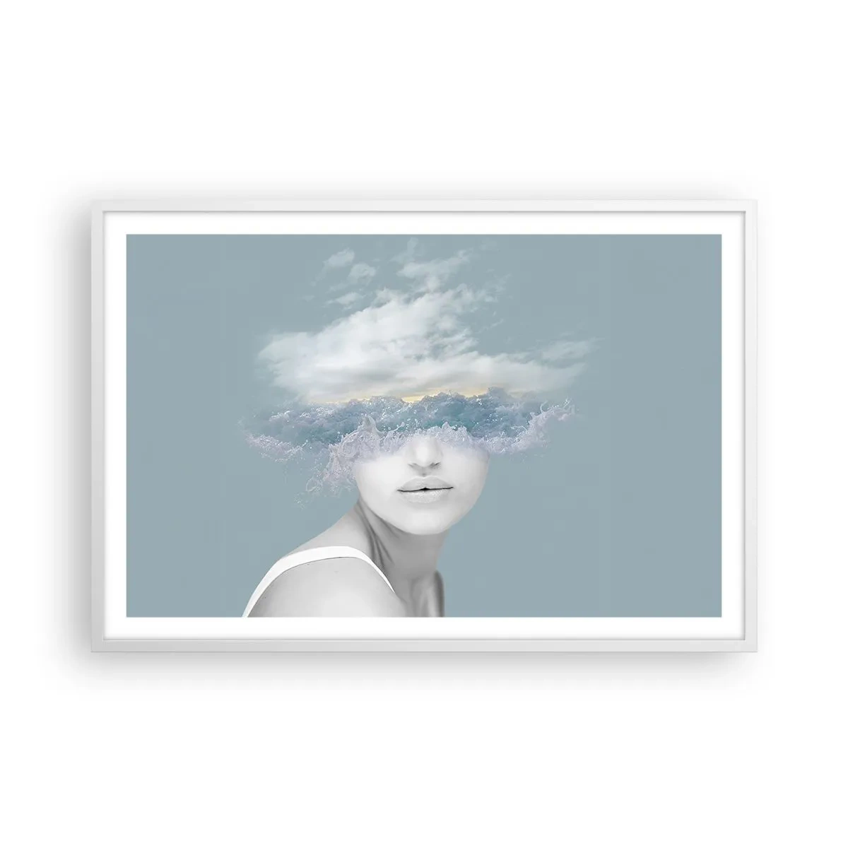 Plakat w białej ramie - Z głową w chmurach - 91x61 cm