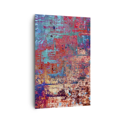 Obraz na płótnie - Abstrakcyjna kompozycja z mieszanką intensywnych kolorów - 80x120cm - Pamięć i niepamięć - Nowoczesna dekoracja ścienna do salonu i sypialni ARTTOR