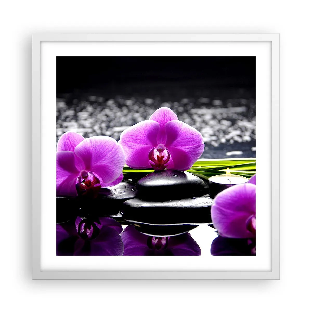 Plakat w białej ramie - Utonąć w ciszy i spokoju - 50x50 cm