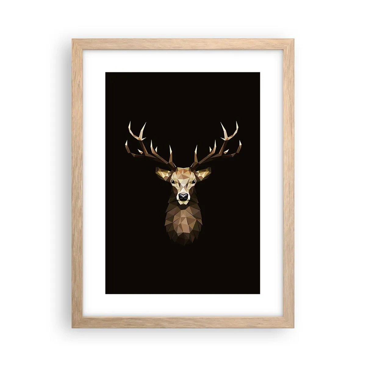 Plakat w ramie jasny dąb - Kubistyczny jeleń - 30x40 cm