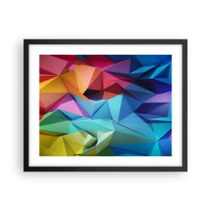 Plakat w czarnej ramie - Tęczowe origami - 50x40 cm