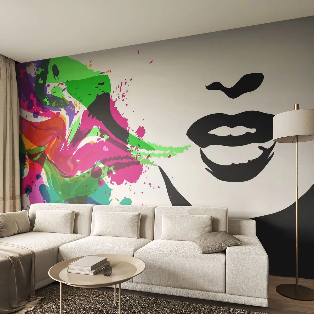 Fototapeta Premium Canvas - Opowieść w kolorach tęczy - Abstrakcja, Usta, Kolorowa Grafika - 250x175 cm