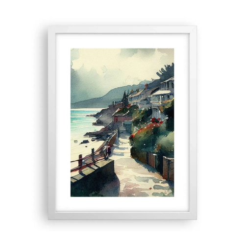 Plakat w białej ramie - Śródziemnomorskie miasteczko - 30x40 cm