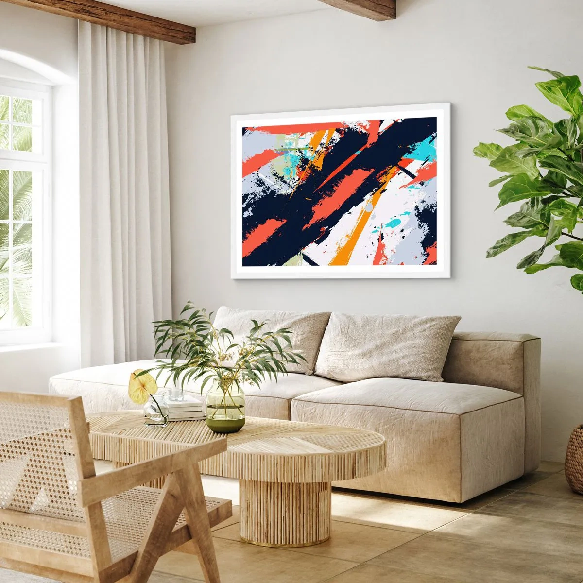 Plakat w białej ramie - Kompozycja dynamiczna - 91x61 cm