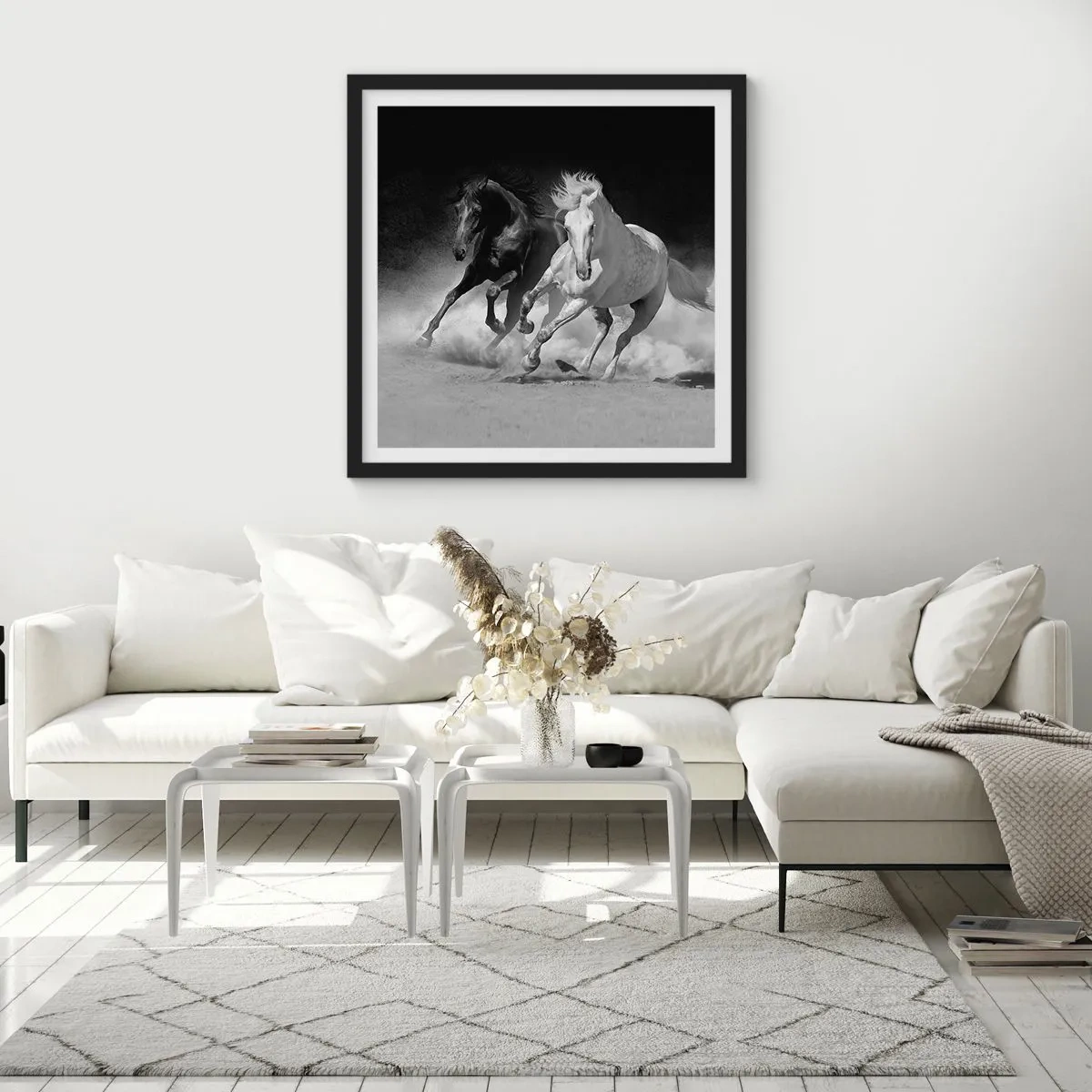 Plakat w czarnej ramie - Galop wolności - 40x40 cm