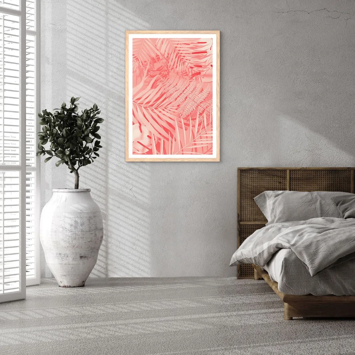 Plakat w ramie jasny dąb - Różowy koncept - 40x50 cm
