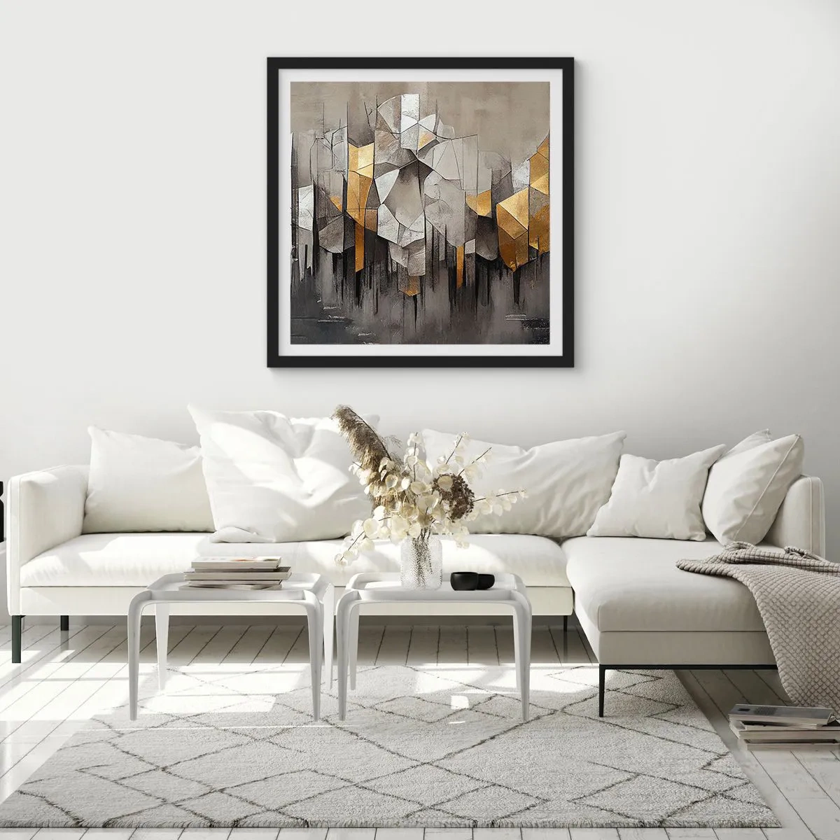 Plakat w czarnej ramie - Kompozycja z lodu i światła - 30x30 cm