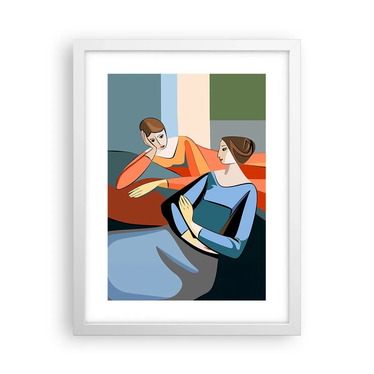 Plakat w białej ramie - Chwila zwierzeń - 30x40 cm