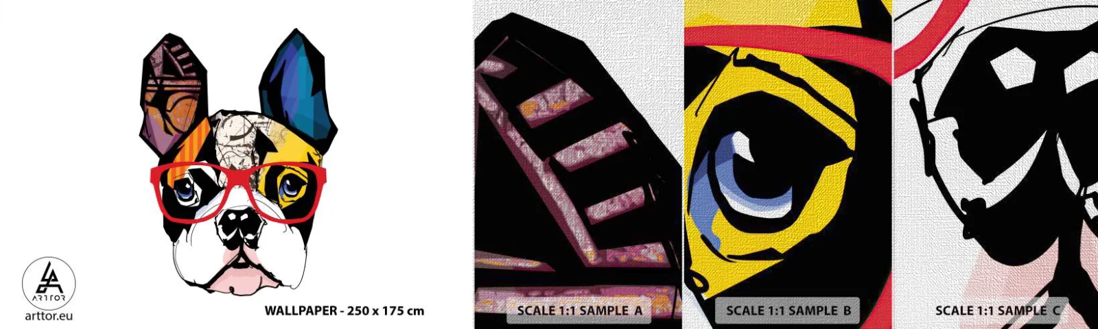 Fototapeta Próbka Premium Canvas - Intelektualista - Abstrakcja, Pies, Buldog Francuski - 100x30 cm