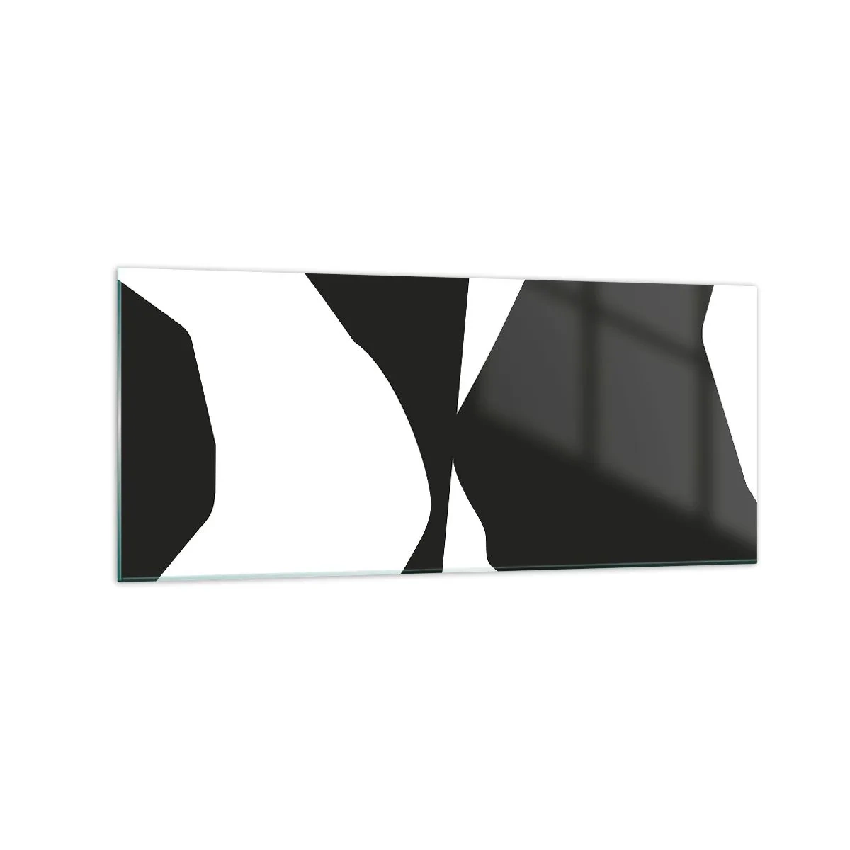 Obraz na szkle - Abstrakcyjny kontrastowy wzór w czerni i bieli - 120x50cm - Pozytyw -negatyw - Nowoczesna dekoracja ścienna do salonu i sypialni ARTTOR