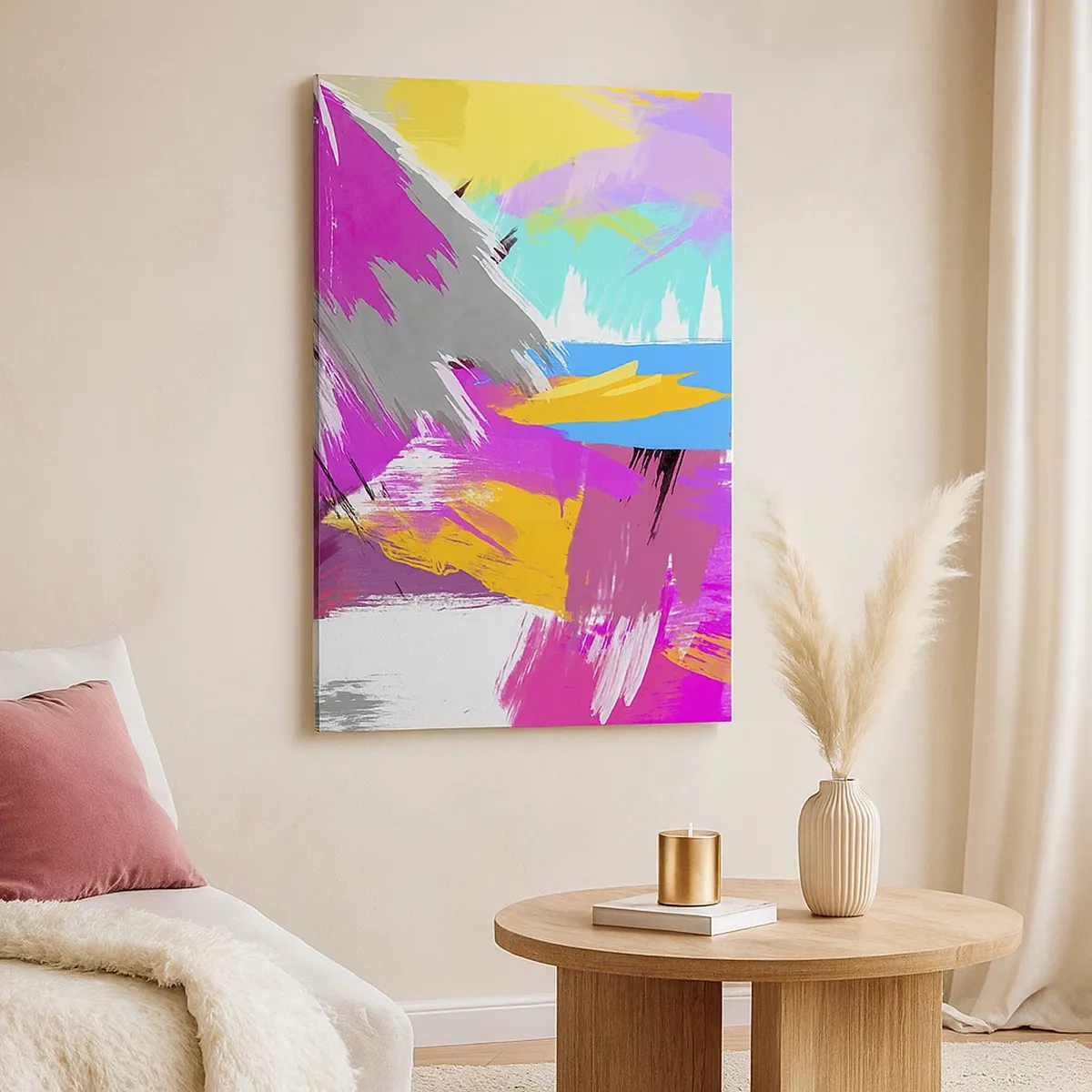 Obraz na płótnie - Abstrakcyjne pociągnięcia pędzla w żywych kolorach - 50x70cm - Maz, maz, maz jeszcze raz - Nowoczesna dekoracja ścienna do salonu, kuchni i sypialni ARTTOR