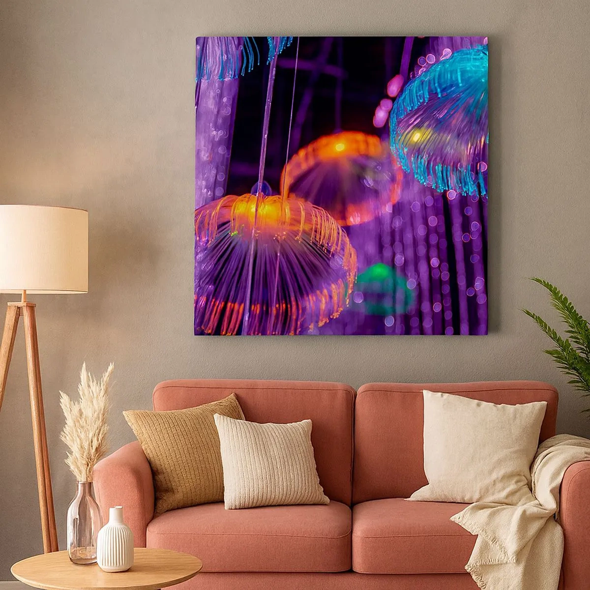 Obraz na płótnie - Świetlna fontanna - 30x30 cm