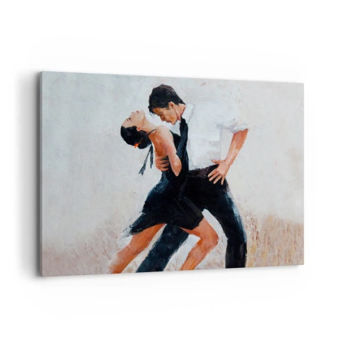 Obraz na płótnie - Para tańcząca w eleganckim, zmysłowym ujęciu - 120x80cm - Tango mych marzeń i snów - Nowoczesna dekoracja ścienna do salonu, kuchni i sypialni ARTTOR