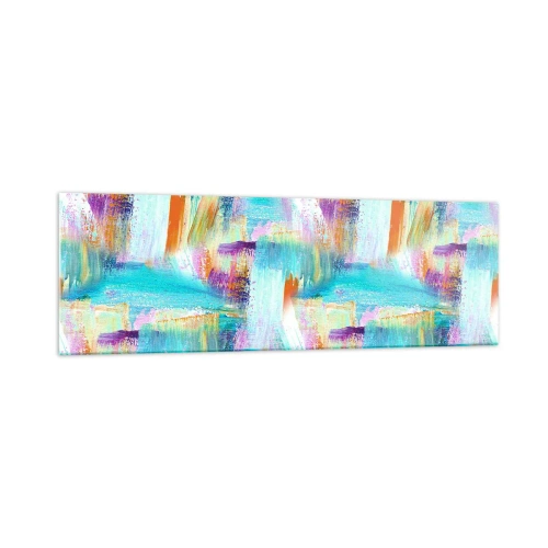 Obraz na szkle - Kolorowa abstrakcja z dynamicznymi pociągnięciami pędzla - 160x50cm - Pogodny mazaniec-przekładaniec - Nowoczesna dekoracja ścienna do salonu i sypialni ARTTOR