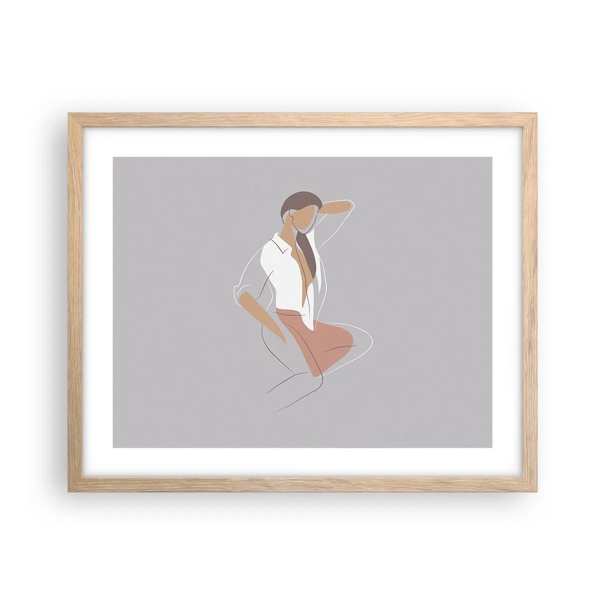 Plakat w ramie jasny dąb - Zarys wdzięku - 50x40 cm