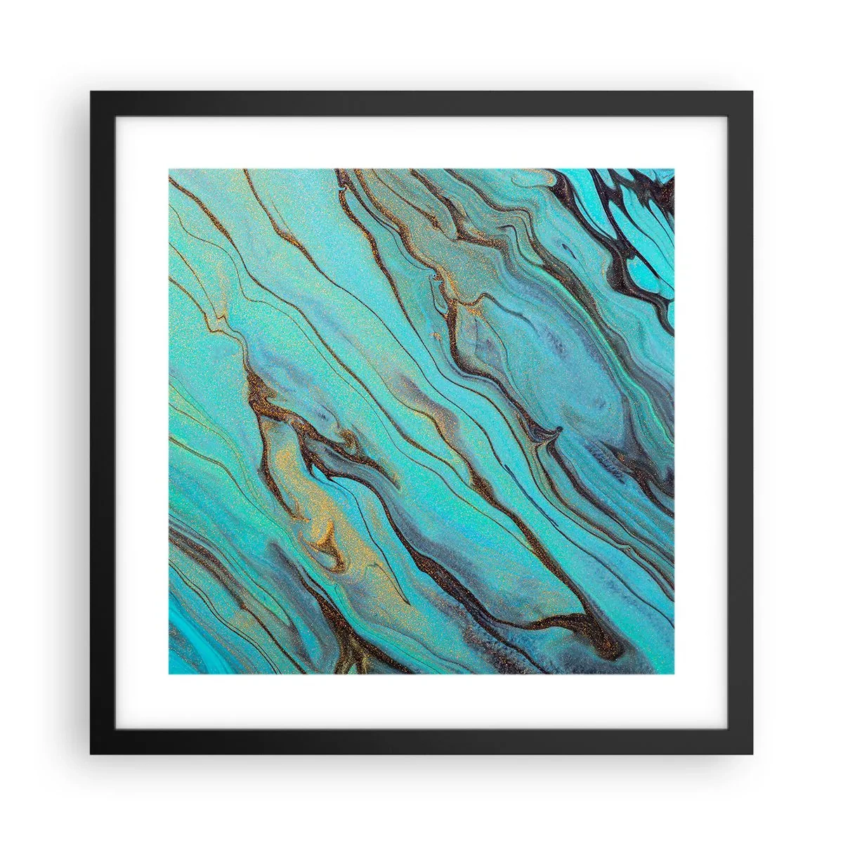 Plakat w czarnej ramie - Turkusowy przypływ - 40x40 cm